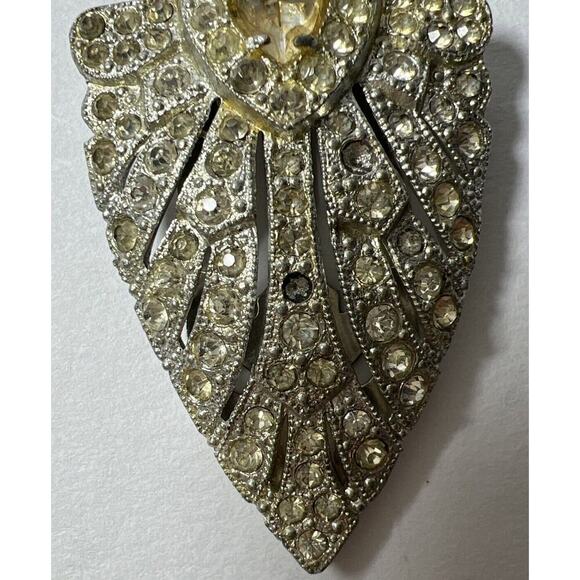 Vintage Silver Plated Art Deco Scarf Clip With Rhinestones - Picture 2 of 9